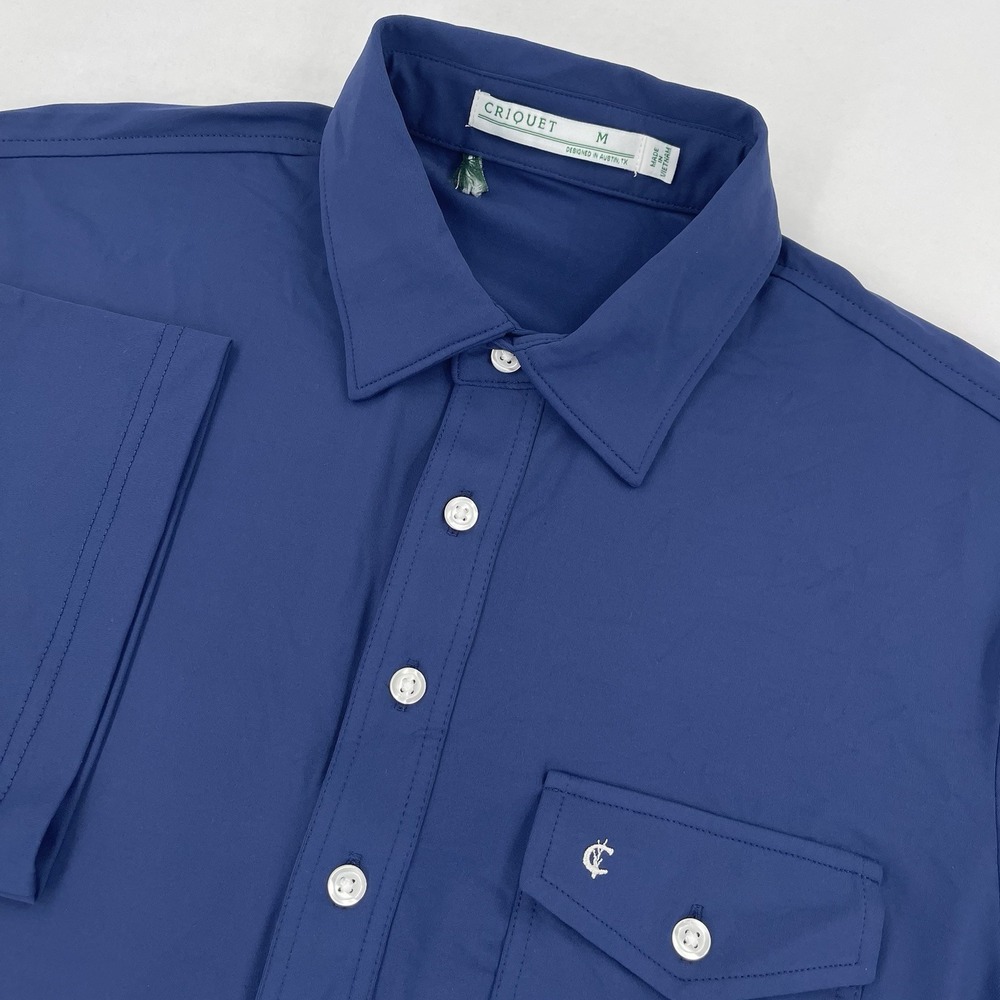 Criquet Polo Shirt Mens M Blue Navy Performance Preppy Short Sleeve Stretch Golf